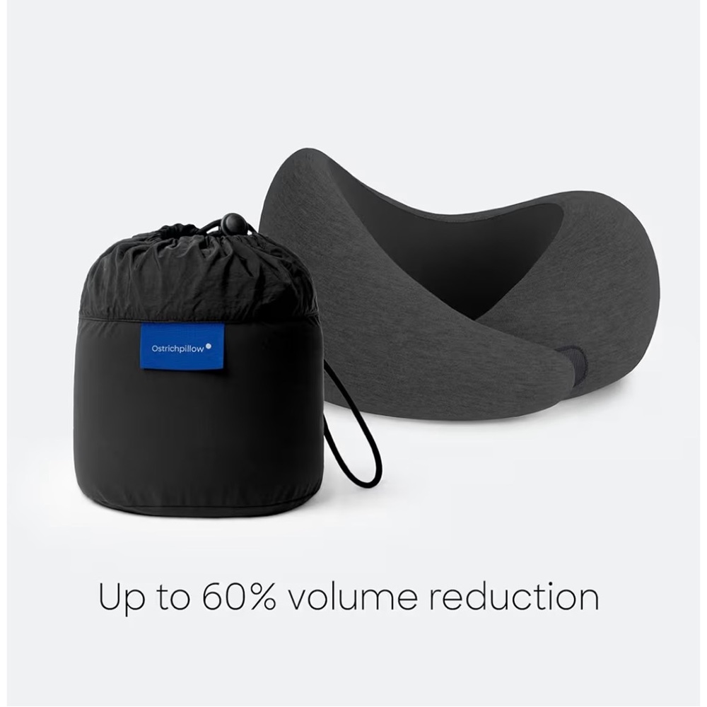 Ostrichpillow Travel Pillow in Black and Gray